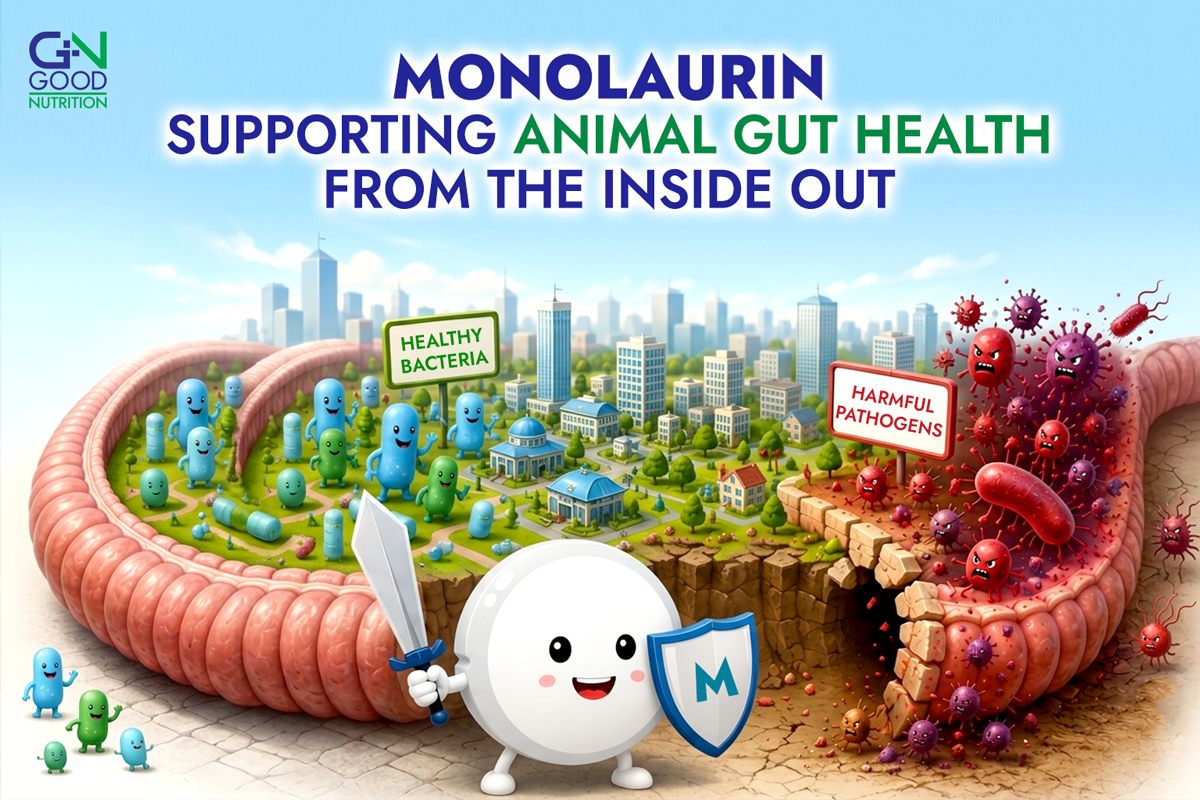 Monolaurin supporting animal gut health